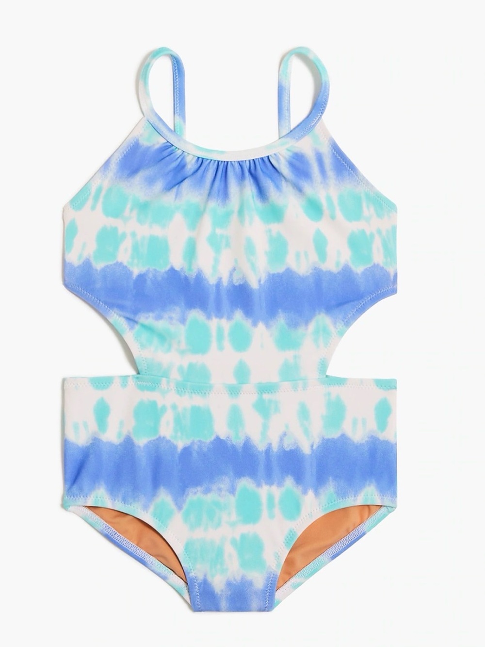 J. Crew Crewcuts Tie-dye Cutout One-piece Swimsuit, White Gentle Aqua, Size 8